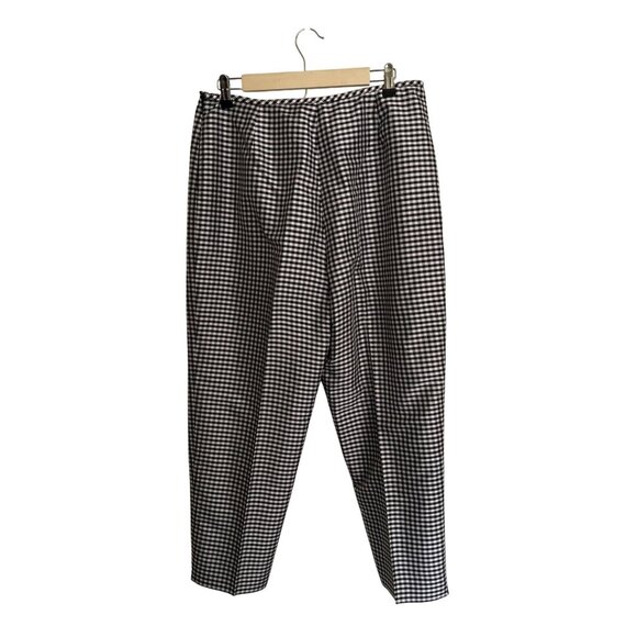 Evan-Picone Black & White Gingham 100% Silk Blend Pants Size 14 - Picture 2 of 3